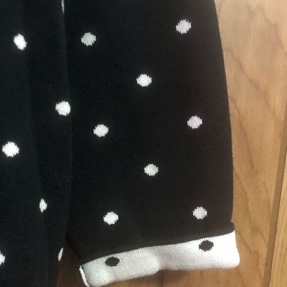 Talbots Sweater/Jacket  Black White Polka Dot Size 1X Stand Up Neck Button Front - Picture 5 of 6